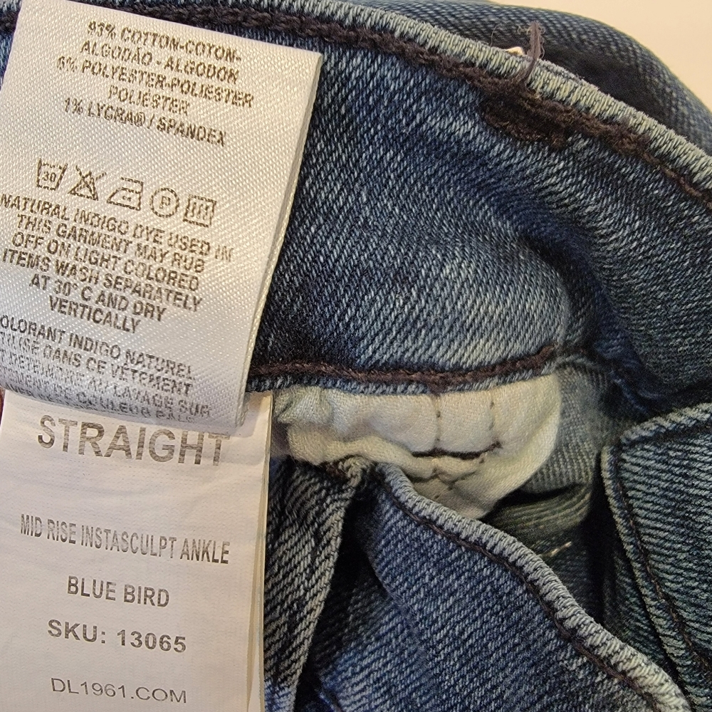 DL1961 Mara Instasculpt Mid Rise Straight Jeans in Blue Bird Size 29 New! - Picture 7 of 10